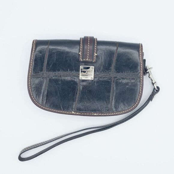 Dooney and Bourke Black/Brown Leather Wristlet - Picture 2 of 3
